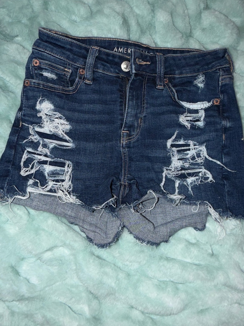 American Eagle Outfitters Dark Wash Distressed Denim Shorts